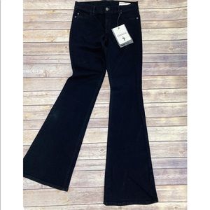 Pistola Mid-Rise Black Denim Stretch Flare Jeans